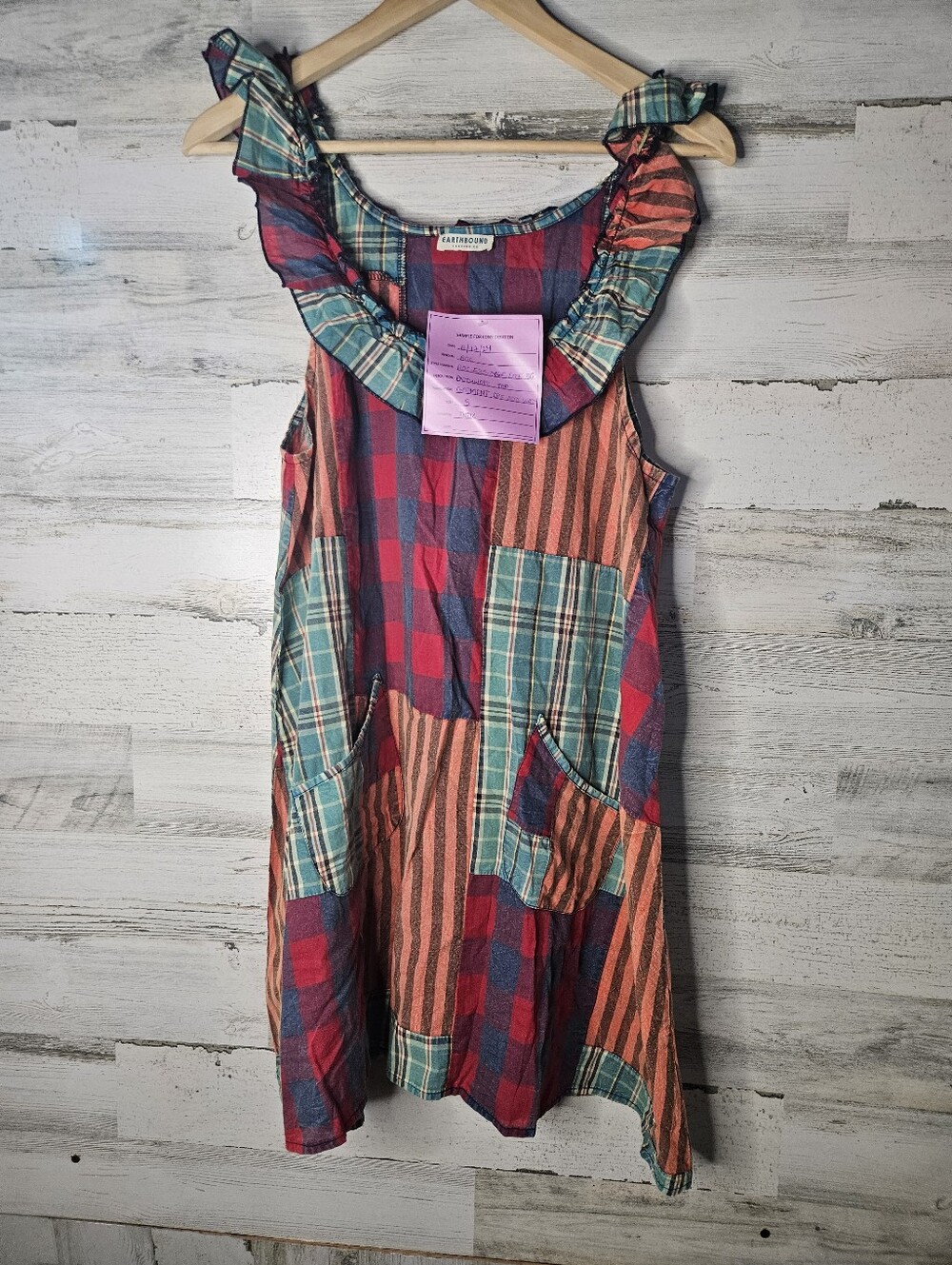 Earthbound Trading CO NEW Patchwork Oversized Shirt Tank Small Hippie Boho